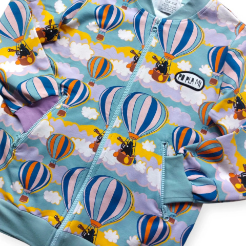 bluza bomberka bez kaptura, zapinana na zamek, kolorowy wzór w balony bluza bomberka bez kaptura, zapinana na zamek, kolorowy wzór w balony